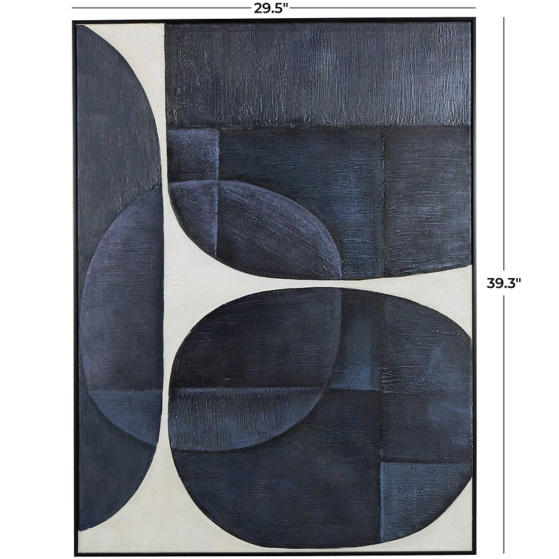 Blue Geometric Abstract Circle Framed Wall Art