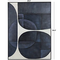 Blue Geometric Abstract Circle Framed Wall Art