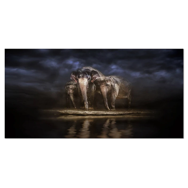 Designart - Elephants Watering in the River