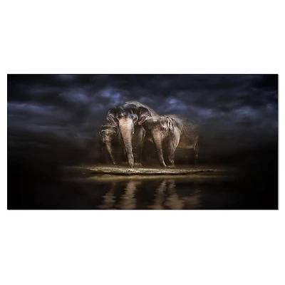 Designart - Elephants Watering in the River
