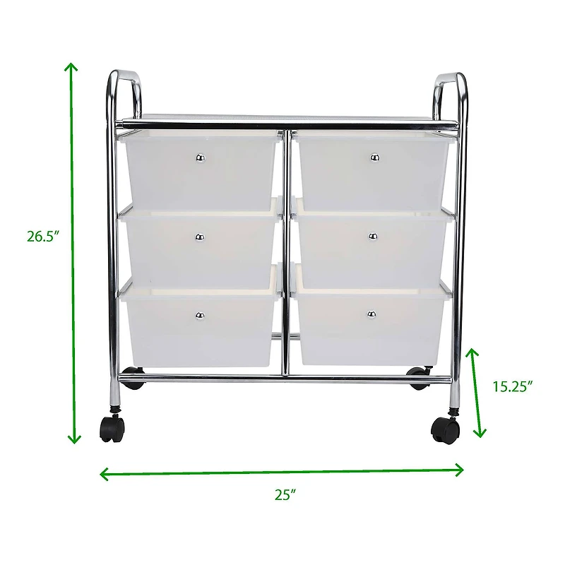 Mind Reader White 6 Drawer Rolling Utility Cart