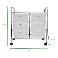 Mind Reader White 6 Drawer Rolling Utility Cart