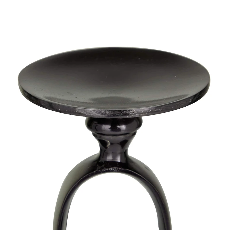 Black Aluminum Modern Candle Holder Set, 15'' & 19''