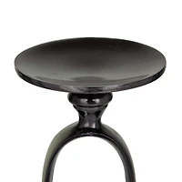 Black Aluminum Modern Candle Holder Set, 15'' & 19''