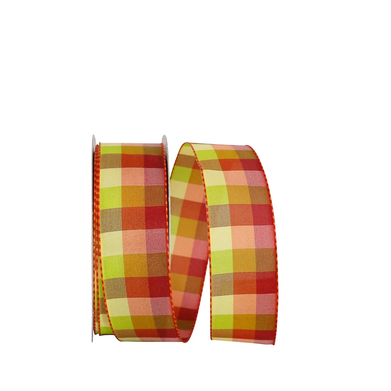 Reliant 1.5" x 25yd. Fashion Check Wired Ribbon