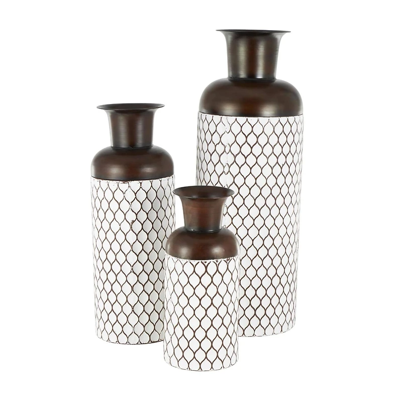 White Metal Tall Trellis Floor Vase, 3ct.