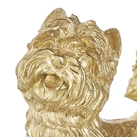 Gold Sitting & Standing Dogs Polystone Sculpture Set