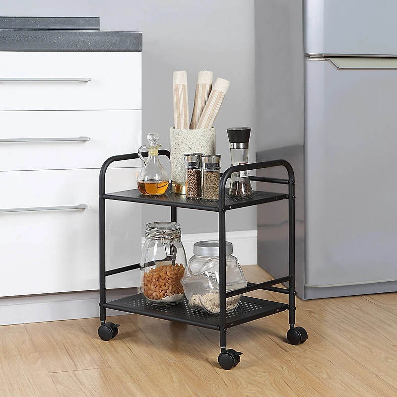SunnyPoint 2-Tier Metal Rolling Utility Cart