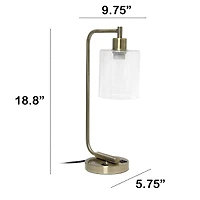 Lalia Home 18.8" Antique Brass Modern Iron Desk Lamp with USB Ports