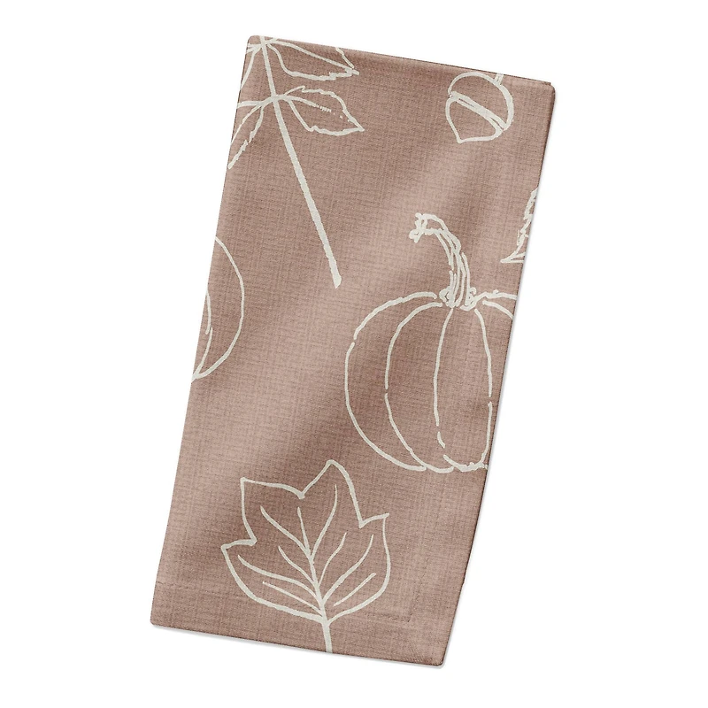 Dusty Rose Fall Pattern Cotton Twill Napkin