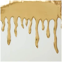 CosmoLiving by Cosmopolitan 16" White Ceramic Vase with Abstract Gold Melting Drips