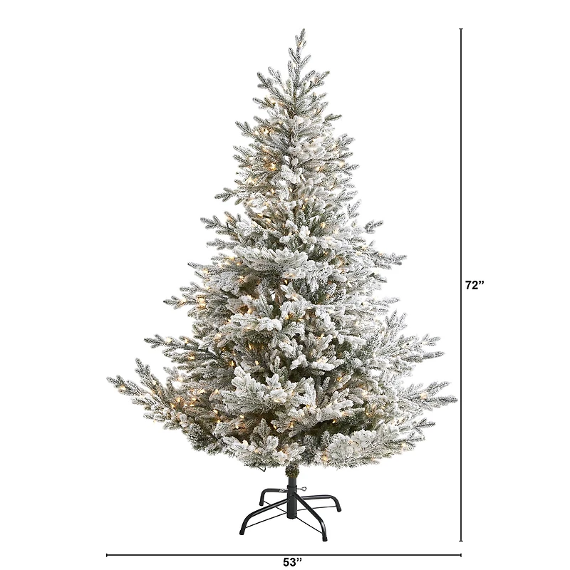 6ft. Pre-Lit Flocked Fraser Fir Artificial Christmas Tree with Warm White LED Lights