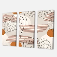 Designart - One Line Art Shapes & Abstract Monstera Leaf