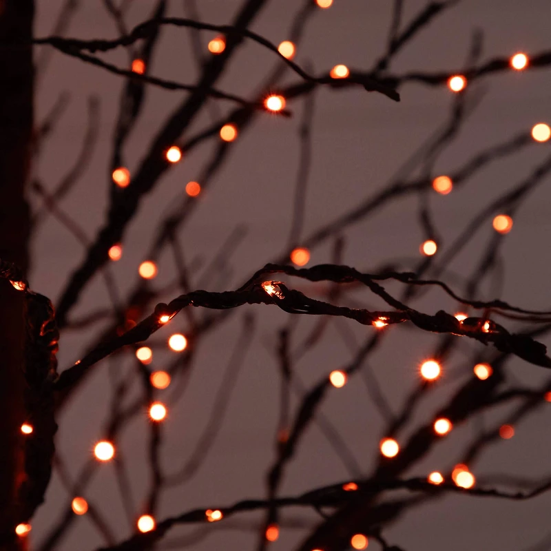 8ft. Pre-Lit Halloween Black Twig Artificial Tree with 510 Orange & Purple LED Lights