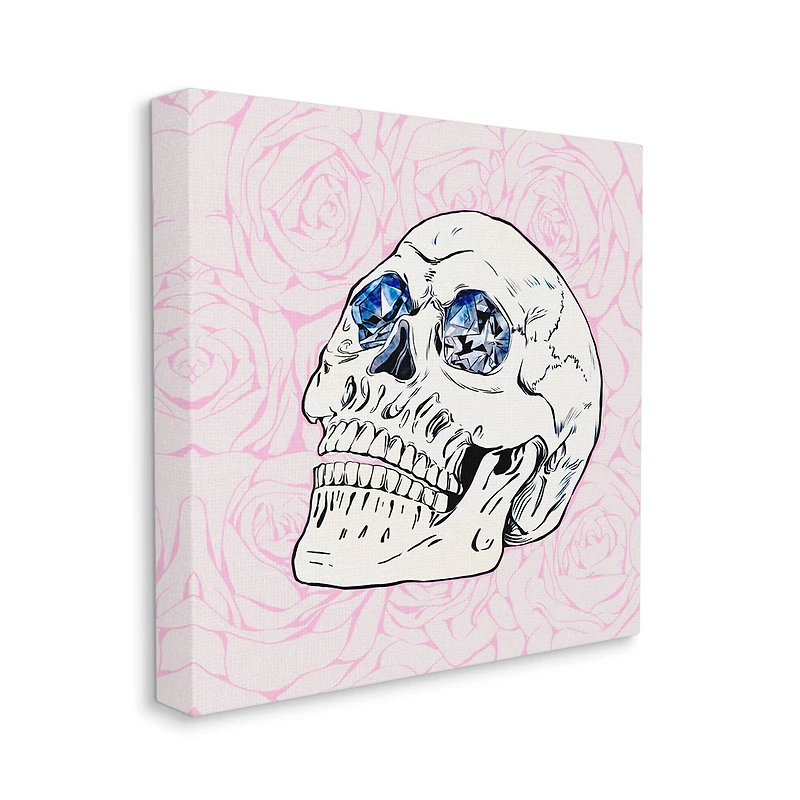 Stupell Industries Pink Roses Crystal Eyes Skull Canvas Wall Art