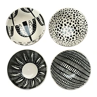 Hello Honey® 5'' Black & White Round Stoneware Bowl, 4ct.