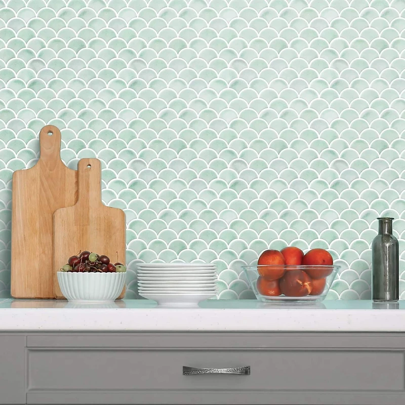 RoomMates Aqua Scallop Peel & Stick Backsplash StickTiles®