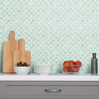 RoomMates Aqua Scallop Peel & Stick Backsplash StickTiles®