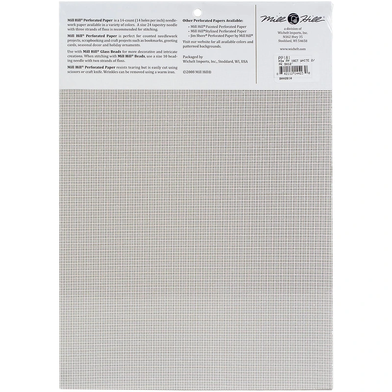 Mill Hill® White Perforated 18 Count 9" x 12" Paper, 2ct.