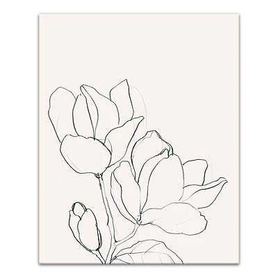 Magnolia Line Drawing 16" x 20" Canvas Wall Art