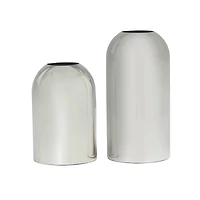 The Novogratz Silver Stainless Steel Vase with a Sleek Mirror Finish Set