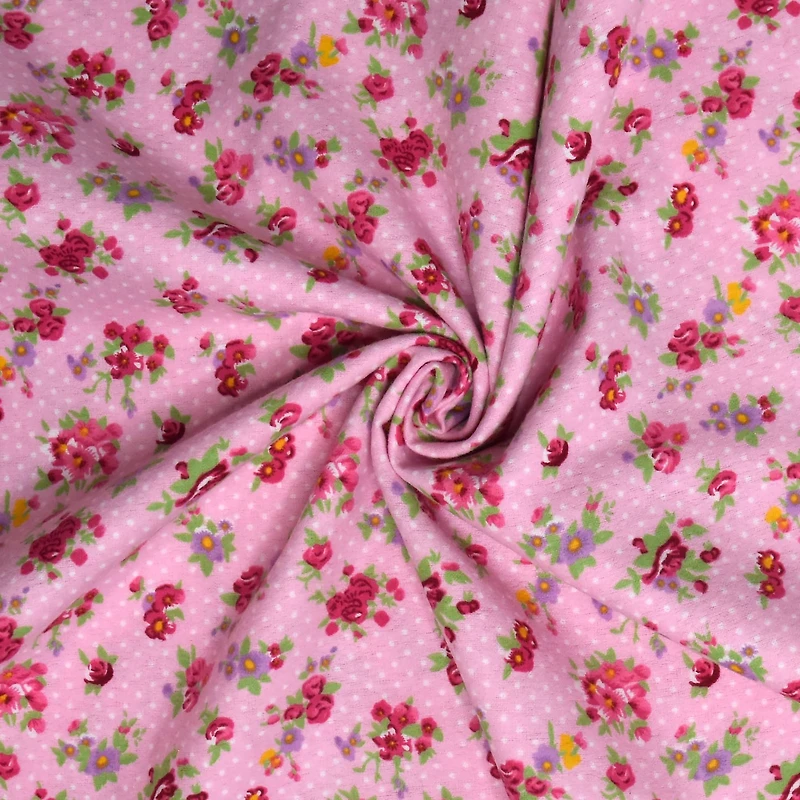 Feldman Pink Flowers & Dots Cotton Flannel