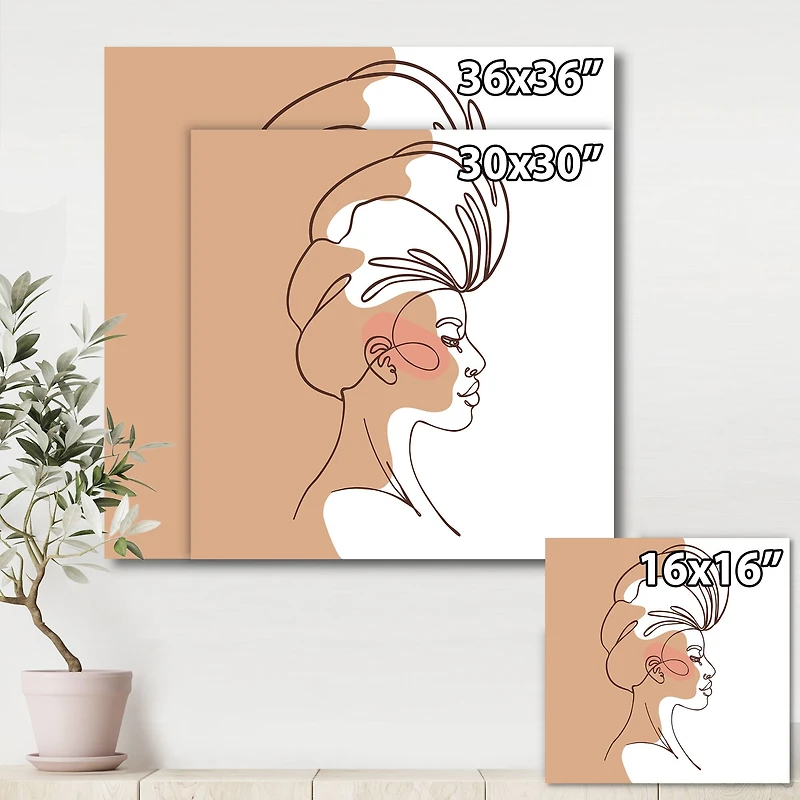 Designart - One Line Portrait of African American Woman II