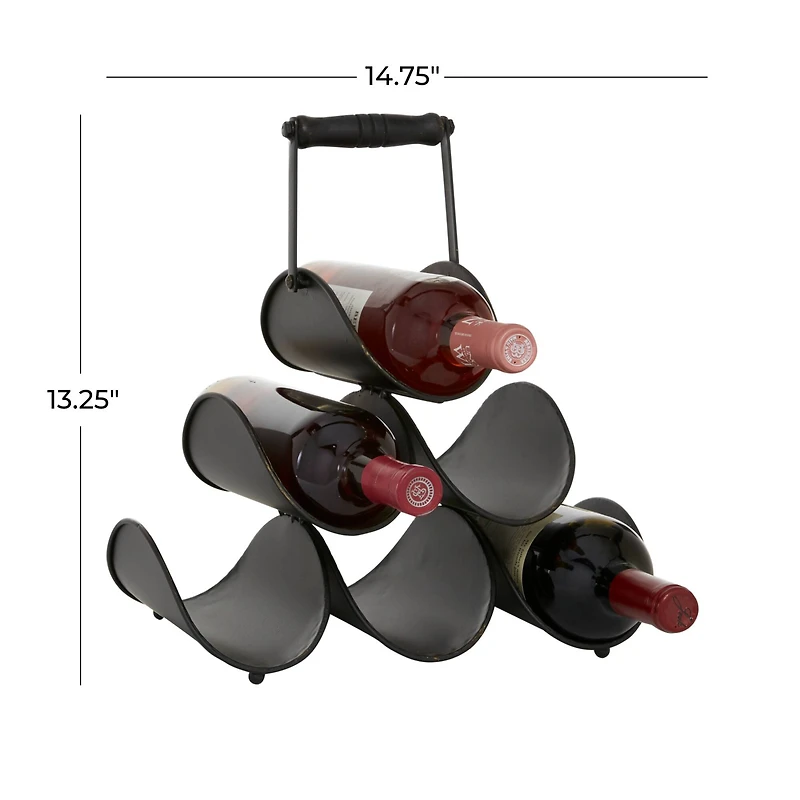 The Novogratz 15" Black Metal Industrial Wine Rack