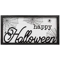 Stupell Industries Happy Halloween Spider Web Framed Giclee Art