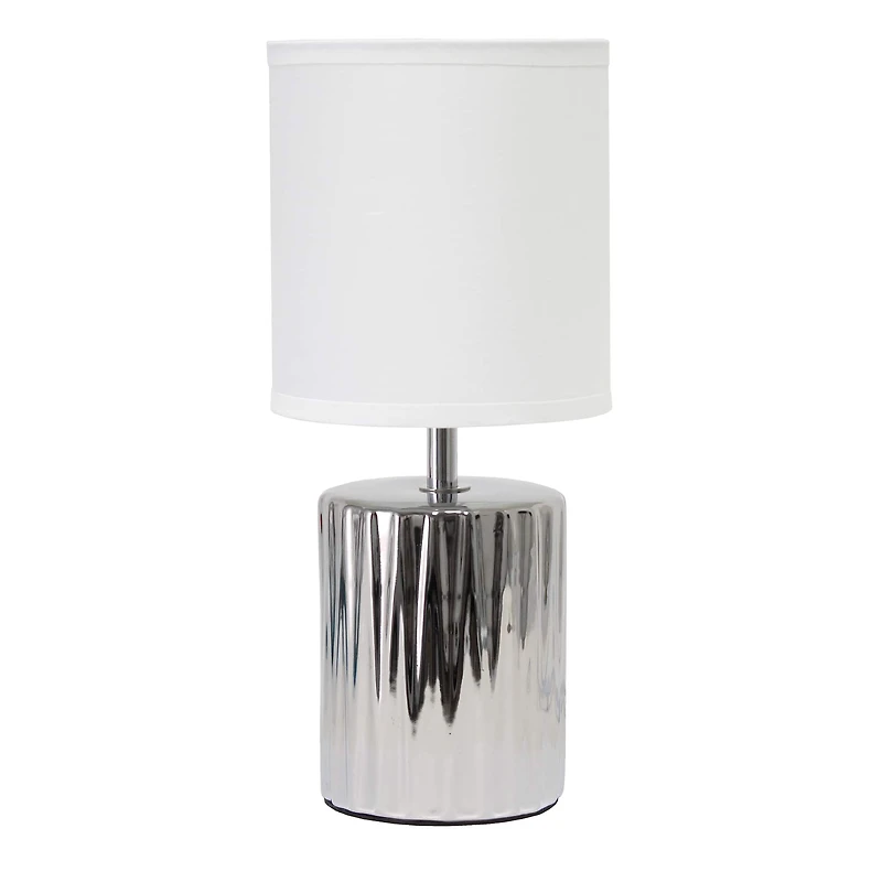 Simple Designs 11.5" Ruffled Metallic Chrome Capsule Table Lamp