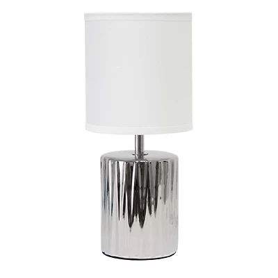 Simple Designs 11.5" Ruffled Metallic Chrome Capsule Table Lamp