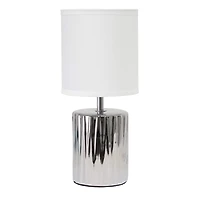 Simple Designs 11.5" Ruffled Metallic Chrome Capsule Table Lamp