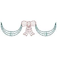 3-Piece Lighted Red Bow and Green Swag Christmas Decoration