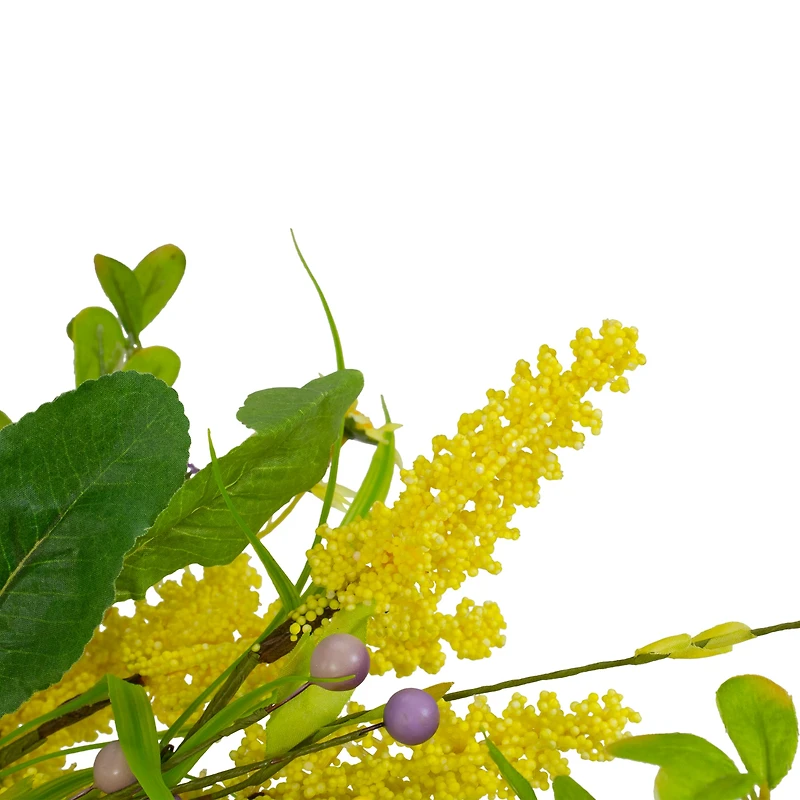25" Yellow & Purple Daisy & Berry Floral Spring Wreath