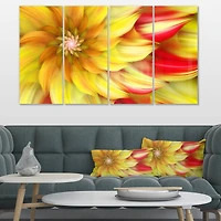 Designart - Rotating Yellow Red Fractal Flower