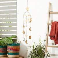 39" Gold Metal Eclectic Moon & Stars Wind Chime