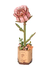 Rowood Pink Rose Wooden Bloom Craft