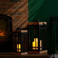 Glitzhome® Modern Square Metal & Wood Lanterns Set