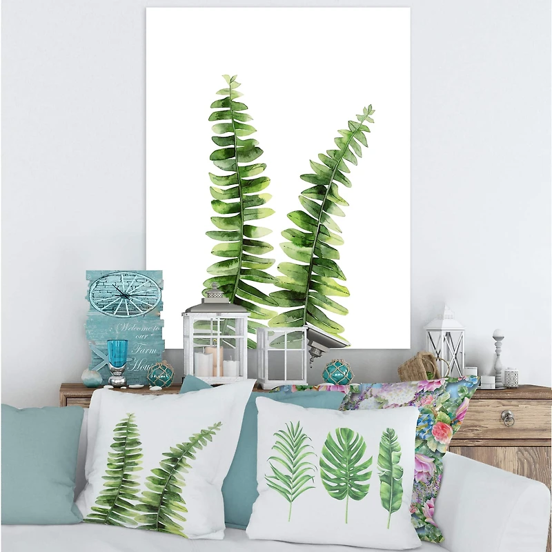 Designart - Fern Plant In Greenbotanical Detail