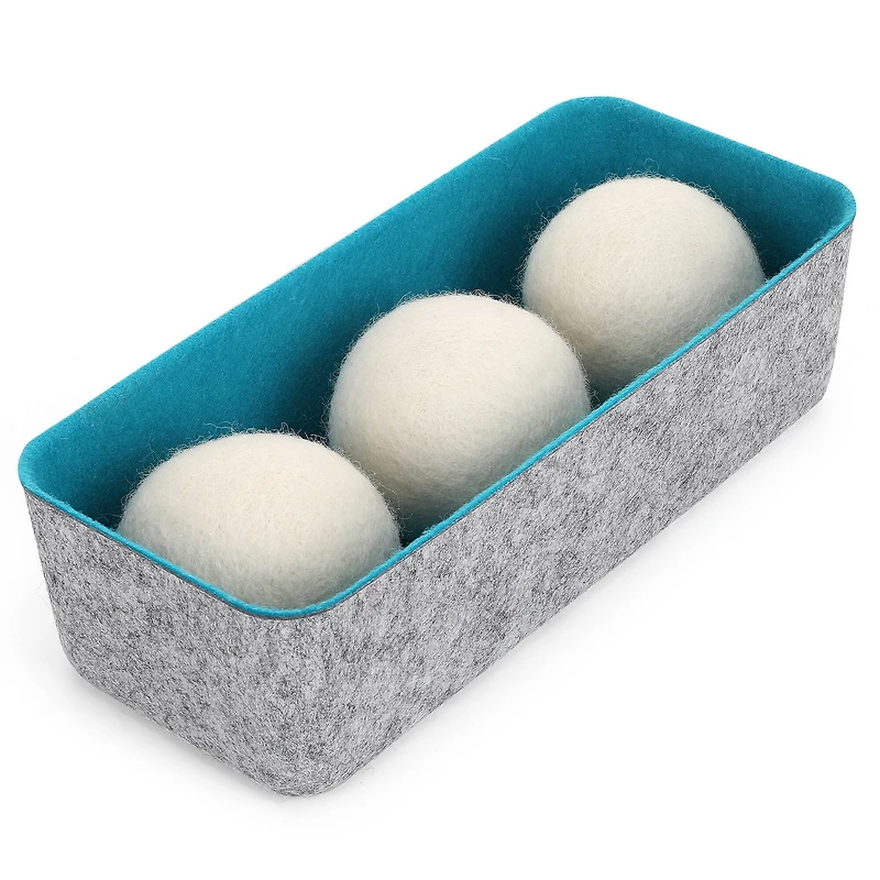 Welaxy Felt 3 Wool Dryer Balls with Turquoise Storage Tray