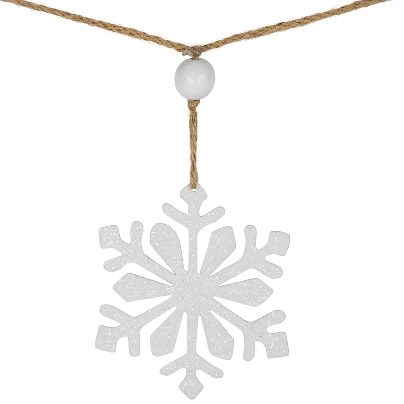 4.75ft. Snowflake & Frosted Pine with Wooden Beads Christmas Garland