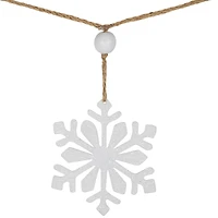 4.75ft. Snowflake & Frosted Pine with Wooden Beads Christmas Garland