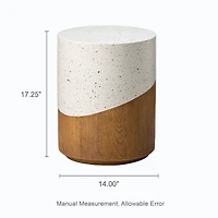 Glitzhome® 17.25" Two Tone Faux Terrazzo & Wood Texture Garden Stool