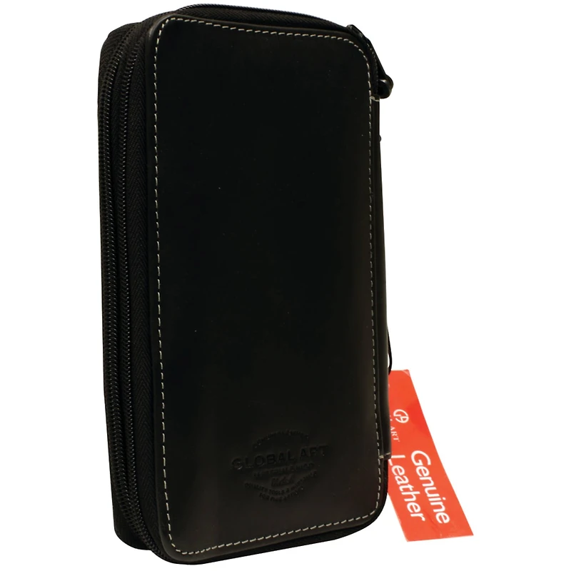 Global Art Black Genuine Leather Pencil Case