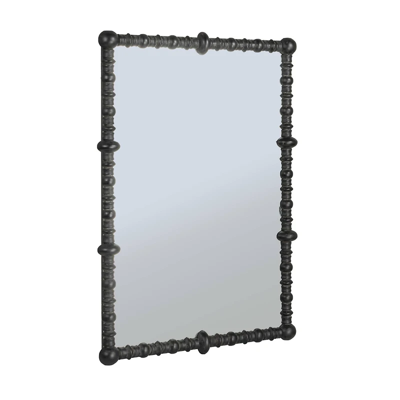 Hello Honey® 30.75" x 44" Black Chic Wood Beaded Dowel Frame Mirror