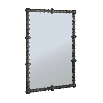 Hello Honey® 30.75" x 44" Black Chic Wood Beaded Dowel Frame Mirror