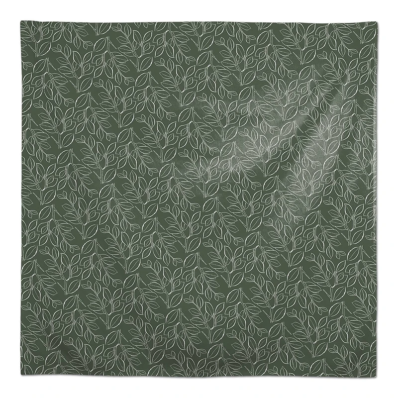 58" Sage Lined Leaves Tablecloth