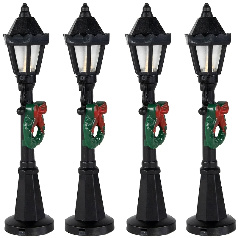 4.75" Christmas Village Lighted Street Lamps, 4ct.