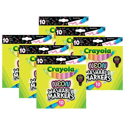 Crayola® Washable Neon Broad Line Markers, 6 Packs of 10