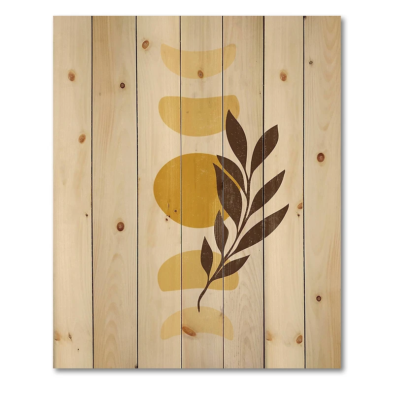 Designart - Abstract Geometrical Sun and Moon With Leaf VII